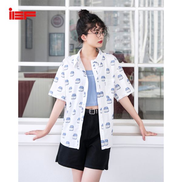 women's blouses & shirts ief summer women printed blouse fashion turn down collar short sleeve loose single breasted female 1515a-d3367, White
women's blouses & shirts ief summer women printed blouse fashion turn down collar short sleeve loose single breasted female 1515a-d3367, White