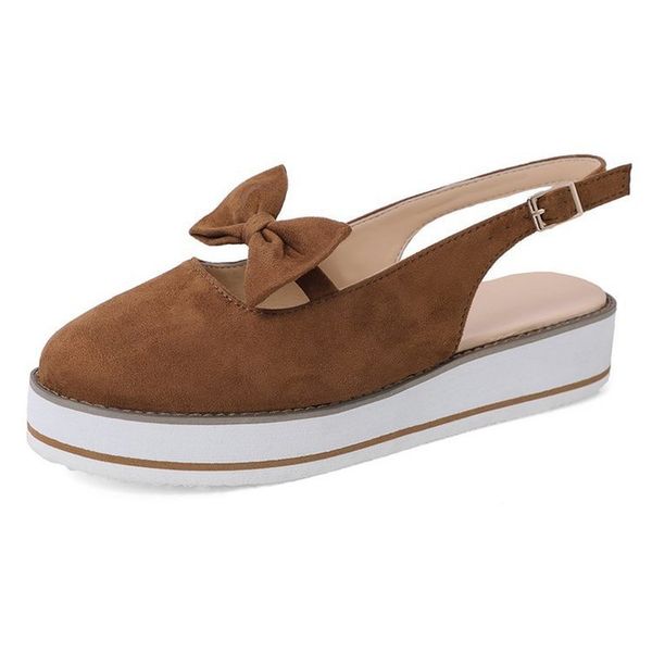 ladies women's slippers bow platform women's shoes sewing round toe wedges heel slippers, Black