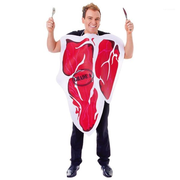 

pattern food theme costume halloween and fancy dress party clothes cosplay mens designer clothes delicious steak, Black;red