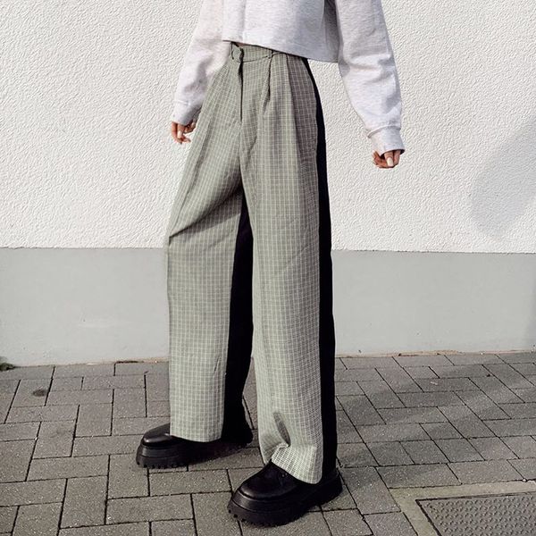 patchwork checkered wide leg pants women plaid high waist trousers ladies casual loose bassy sweatpants streetwear, Black;white
patchwork checkered wide leg pants women plaid high waist trousers ladies casual loose bassy sweatpants streetwear, Black;white