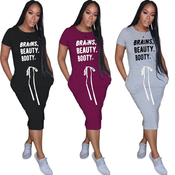 female clothing summer womens designer dresses letter printed crew neck solid color short sleeve womens dresses cacual, Black;gray
female clothing summer womens designer dresses letter printed crew neck solid color short sleeve womens dresses cacual, Black;gray