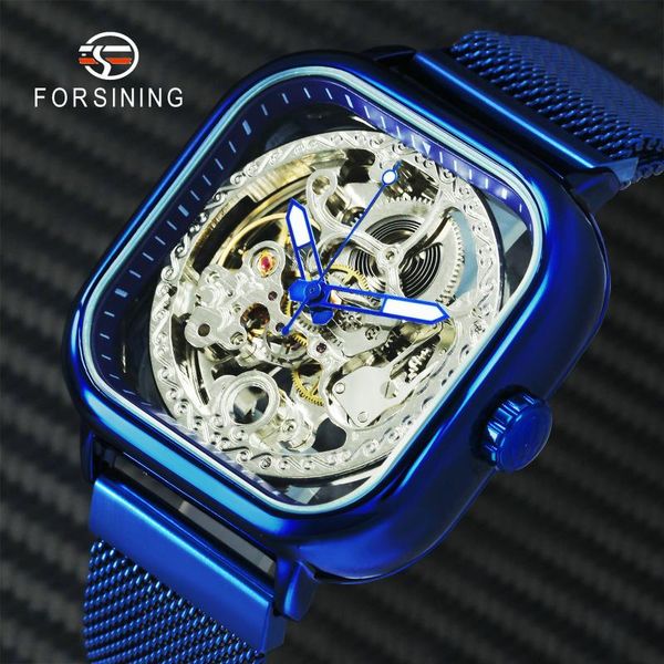 forsining blue automatic watch men square skeleton mechanical watches magnet strap luxury casual wristwatch relogio masculino, Slivery;brown
forsining blue automatic watch men square skeleton mechanical watches magnet strap luxury casual wristwatch relogio masculino, Slivery;brown