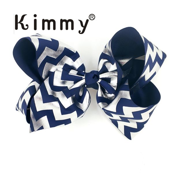 10pcs 8 Inch Red White Navy Pink Tropic Silver Chevron Hair Bow - Paisley Bows