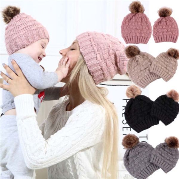 2pc mom wiomen kids baby knitted wool hat baby family matching hat winter warm cap pompom bobble beanie hats, Blue;gray
2pc mom wiomen kids baby knitted wool hat baby family matching hat winter warm cap pompom bobble beanie hats, Blue;gray