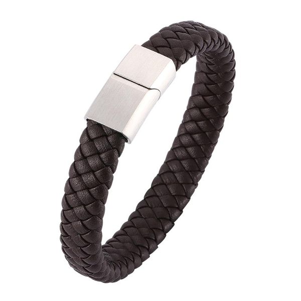 charm bracelets simple personality business men's brown woven leather bracelet stainless steel fashion glamour 7-sp0185, Golden;silver
charm bracelets simple personality business men's brown woven leather bracelet stainless steel fashion glamour 7-sp0185, Golden;silver