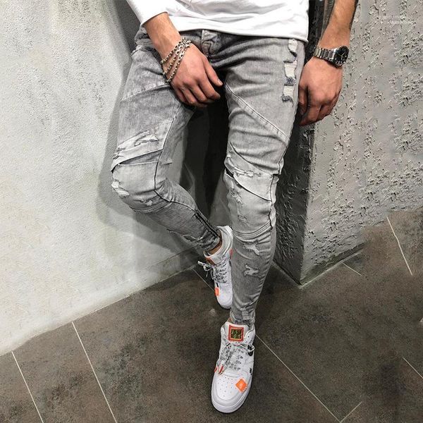 grey jeans biker street hiphop draped ripped pencil pants pantalones mens autumn 19fw designer, Blue
grey jeans biker street hiphop draped ripped pencil pants pantalones mens autumn 19fw designer, Blue
