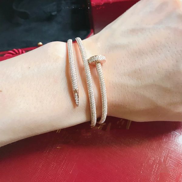 2 row nail bracelets women 18k gold plated love bangle bracelet full diamond bracelet jewelry for lover, White
2 row nail bracelets women 18k gold plated love bangle bracelet full diamond bracelet jewelry for lover, White