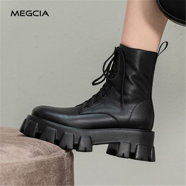 women's footwear autumn winter martin boots genuine leather thick bottom boots lace up ankle platform female shoes new a42, Black
women's footwear autumn winter martin boots genuine leather thick bottom boots lace up ankle platform female shoes new a42, Black