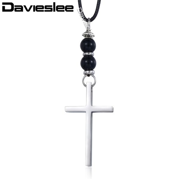 chains davieslee necklace for men cross pendant stainless steel lava glass bead man-made leather chain black silver color 1.5mm ldnm03
chains davieslee necklace for men cross pendant stainless steel lava glass bead man-made leather chain black silver color 1.5mm ldnm03