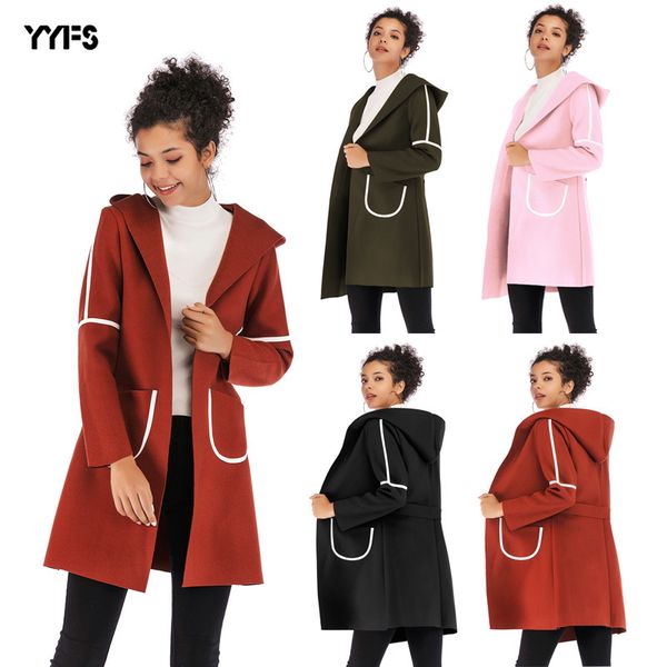 women's wool & blends womens autumn winter double pocket long hooded coat warm thick woolen lady overcoat loose, Black
women's wool & blends womens autumn winter double pocket long hooded coat warm thick woolen lady overcoat loose, Black