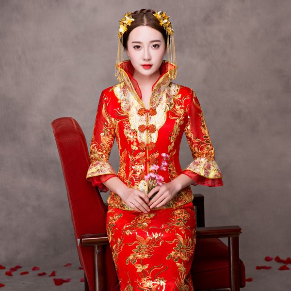ethnic clothing vintage red bridal embroidery cheongsam modern traditional chinese style wedding dress oriental womens qipao vestidos size s
ethnic clothing vintage red bridal embroidery cheongsam modern traditional chinese style wedding dress oriental womens qipao vestidos size s