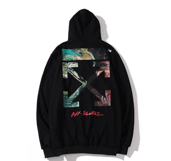 off oil painting arrow printing limit fine cotton terry hoodie ow white045, Black;brown
off oil painting arrow printing limit fine cotton terry hoodie ow white045, Black;brown