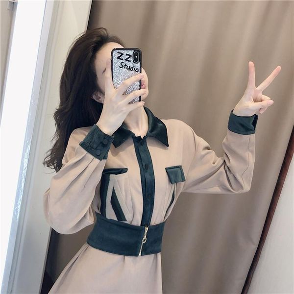 promotion autumn style korean style small fragrant skirt waist thin foreign style long-sleeved dress female stitching zipper a-line skirt, Black;gray
promotion autumn style korean style small fragrant skirt waist thin foreign style long-sleeved dress female stitching zipper a-line skirt, Black;gray