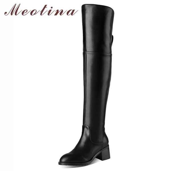meotina winter thigh high boots women natural genuine leather thick heel over the knee boots zip round toe shoes ladies size 39, Black
meotina winter thigh high boots women natural genuine leather thick heel over the knee boots zip round toe shoes ladies size 39, Black