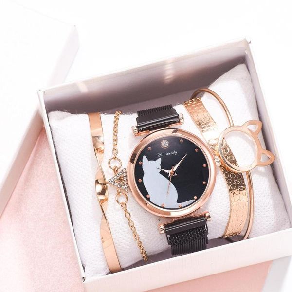 cat dial bracelet magnetic watches set luxury women's dress bangle quartz clock ladies fashion wrist watch gift zegarek damski, Slivery;brown
cat dial bracelet magnetic watches set luxury women's dress bangle quartz clock ladies fashion wrist watch gift zegarek damski, Slivery;brown