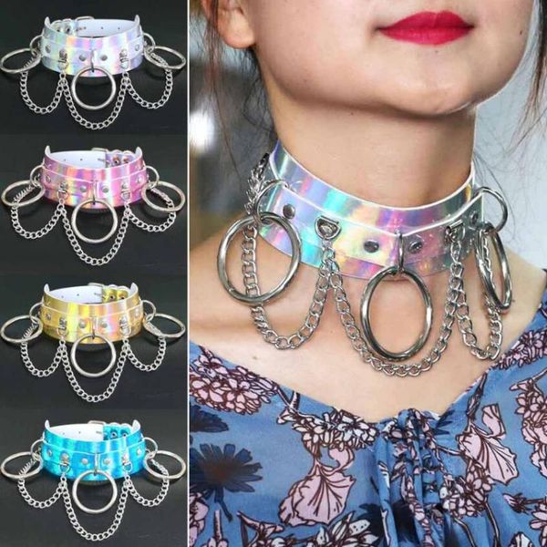 metal chain leather necklace pink punk goth strap adjustable art festival clothing rave body harness woman necklace, Golden;silver
metal chain leather necklace pink punk goth strap adjustable art festival clothing rave body harness woman necklace, Golden;silver