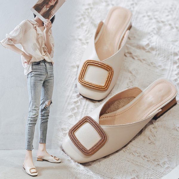 women mules 2020 women's metal slipper summer woman wooden block low heel ladies square toe female fashion beach shoes plus size, Black
women mules 2020 women's metal slipper summer woman wooden block low heel ladies square toe female fashion beach shoes plus size, Black
