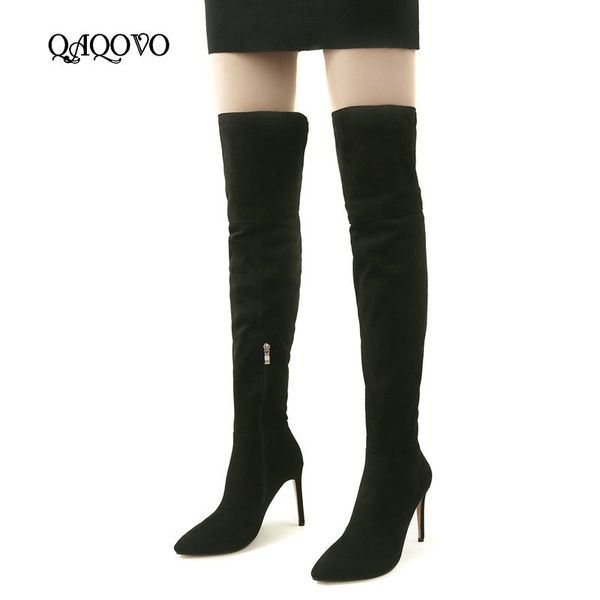 fashion over the knee boots women faux suede thin high heel thigh boots pointed toe zipper autumn winter female shoes, Black
fashion over the knee boots women faux suede thin high heel thigh boots pointed toe zipper autumn winter female shoes, Black