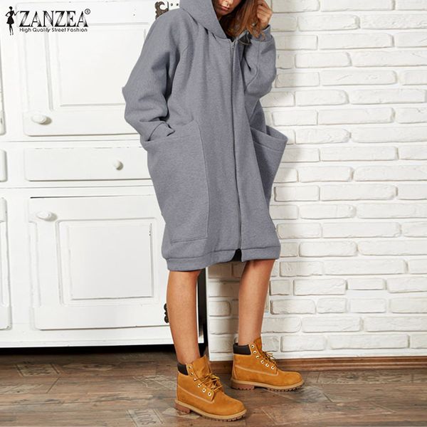 zanzea 2020 women's sweatshirt casual solid hoodies winter coats big pockets hoodie sweatshirts front zipup outwear 5xl, Black
zanzea 2020 women's sweatshirt casual solid hoodies winter coats big pockets hoodie sweatshirts front zipup outwear 5xl, Black