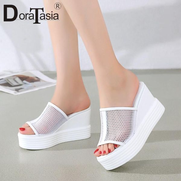 doratasia new ladies summer breathable mesh slides casual wedges slippers women real leather lining summer shoes woman, Black 
doratasia new ladies summer breathable mesh slides casual wedges slippers women real leather lining summer shoes woman, Black