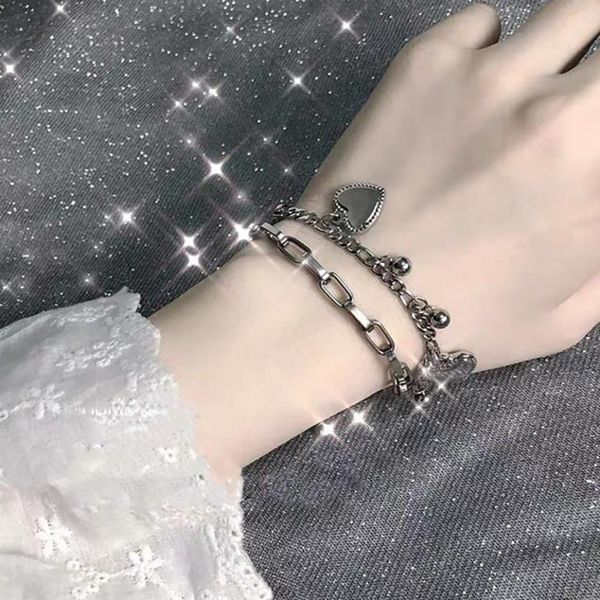 valentine's day heart shape pendant bracelet exquisite adjustable double layer bracelet gift multi-color fs1, Black
valentine's day heart shape pendant bracelet exquisite adjustable double layer bracelet gift multi-color fs1, Black