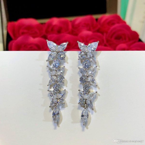 luxury earrings jewelry s925 sterling silver small round diamond party dangle earrings luxury women jewelry gift ing, Golden;silver