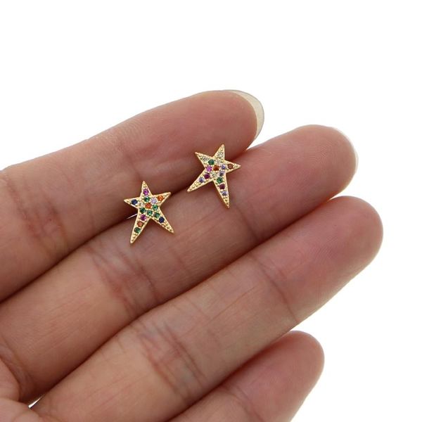new star mother's day gift gold color simple irregular cstar colourful rainbow cz stud earring for women girl fashion jewelry, Golden;silver
new star mother's day gift gold color simple irregular cstar colourful rainbow cz stud earring for women girl fashion jewelry, Golden;silver