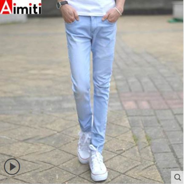 spring/summer 2020 youth pure color jeans men cultivate one's morality straight leisure air permeability trousers, Blue
spring/summer 2020 youth pure color jeans men cultivate one's morality straight leisure air permeability trousers, Blue