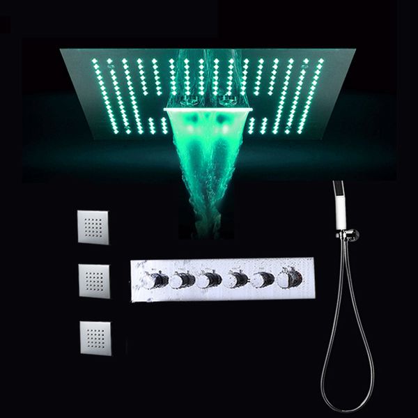 remote control 64 colors led shower head rainfall waterfall mistfal chrome brass body jets ceiling mounted thermostat bathroom shower set
remote control 64 colors led shower head rainfall waterfall mistfal chrome brass body jets ceiling mounted thermostat bathroom shower set