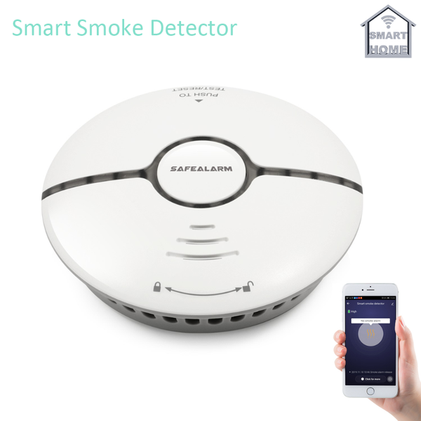 smart life wifi smoke detector wireless app independent fire alarm with battery operate sound and light ce approved, Black;white
smart life wifi smoke detector wireless app independent fire alarm with battery operate sound and light ce approved, Black;white