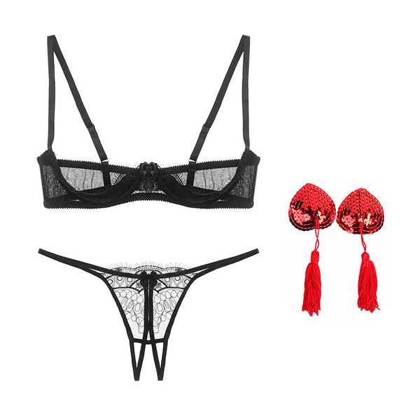 lace embroidery push up bra panty sets nipple cover women lingerie open chest crotchless bra panties underwear, Red;black
lace embroidery push up bra panty sets nipple cover women lingerie open chest crotchless bra panties underwear, Red;black