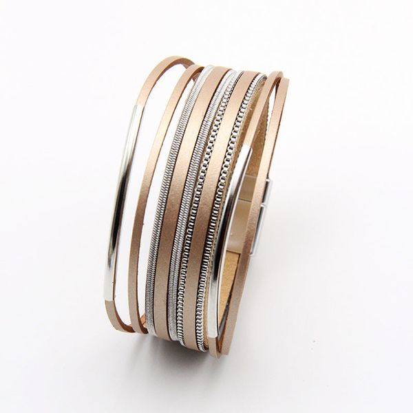 charm bracelets fashion leather women bracelet magnetic buckle multilayer wrap female copper tube bangle jewelry gift girl pulseras, Golden;silver
charm bracelets fashion leather women bracelet magnetic buckle multilayer wrap female copper tube bangle jewelry gift girl pulseras, Golden;silver
