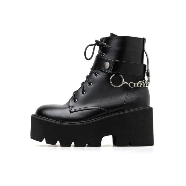 xibeilove 2020 new women's boots round head waterproof platform chain decoration lace-up zipper non-slip bottom short boots, Black
xibeilove 2020 new women's boots round head waterproof platform chain decoration lace-up zipper non-slip bottom short boots, Black