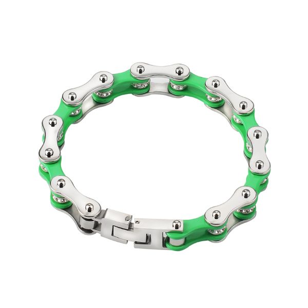 new punk jewelry bicycle bracelets factory wholesale personalized custom bike chain biker bracelet 10mm green silvery color, White
new punk jewelry bicycle bracelets factory wholesale personalized custom bike chain biker bracelet 10mm green silvery color, White