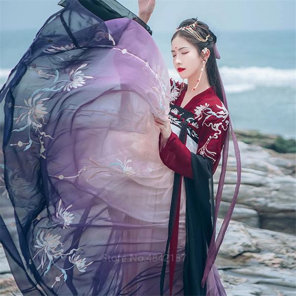 stage wear hanfu women fairy dress traditional chinese clothing female year festival outfit tang suit performance folk dance costumes, Black;red
stage wear hanfu women fairy dress traditional chinese clothing female year festival outfit tang suit performance folk dance costumes, Black;red