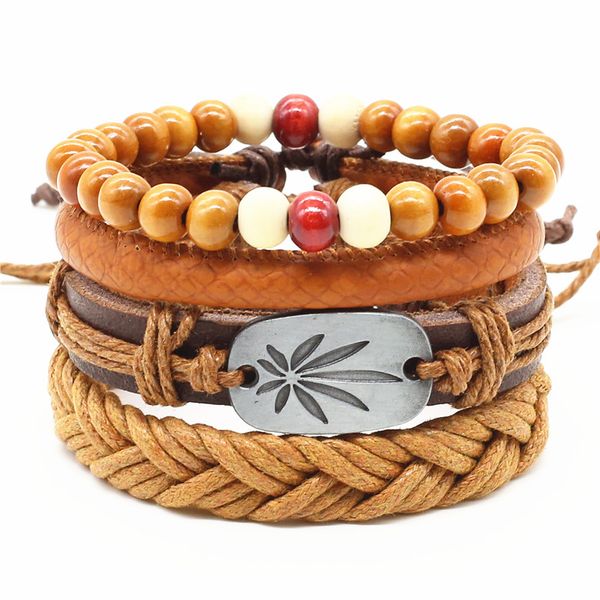 4pcs/set handmade fashion vintage punk wood bead charm female femme homme male men leather bracelet for women jewelry, Golden;silver
4pcs/set handmade fashion vintage punk wood bead charm female femme homme male men leather bracelet for women jewelry, Golden;silver