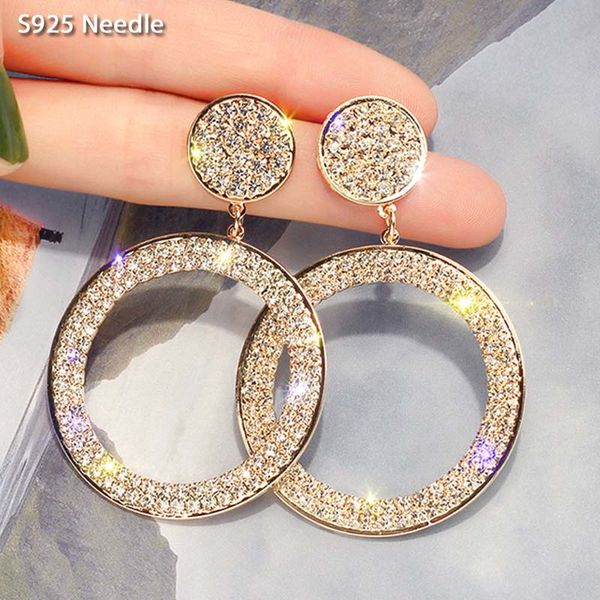 925 sterling silver needle long dangle earrings for women jewelry round rhinestone female drop earrings bijoux
925 sterling silver needle long dangle earrings for women jewelry round rhinestone female drop earrings bijoux