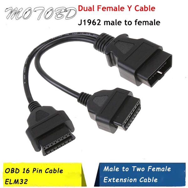 new j1962 obd obdii16 pin obd2 16pin male to double female splitter y connector extension cable suit for obd ii port work elm327
new j1962 obd obdii16 pin obd2 16pin male to double female splitter y connector extension cable suit for obd ii port work elm327
