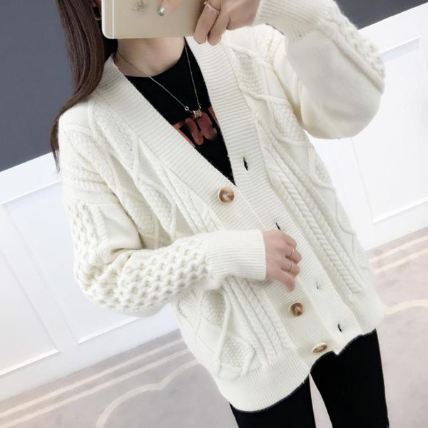 korean women sweater cardigan female knitted cardigan knit sweater autumn winter long sleeve knit casual sweater, White;black
korean women sweater cardigan female knitted cardigan knit sweater autumn winter long sleeve knit casual sweater, White;black