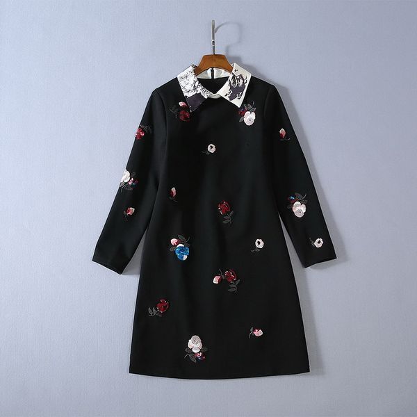 1018 2019 autumn runway dress flora print dress lapel neck beads sequins mid calf long sleeve fashion women clothes sh, Black
1018 2019 autumn runway dress flora print dress lapel neck beads sequins mid calf long sleeve fashion women clothes sh, Black