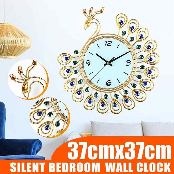 large 3d gold diamond peacock wall clock metal watch for home living room decoration diy clocks crafts ornaments gift 37x37cm
large 3d gold diamond peacock wall clock metal watch for home living room decoration diy clocks crafts ornaments gift 37x37cm