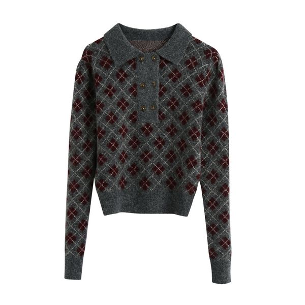 bb - 2847 fall 2020 new europe and the united states women's diamond grain knit female sweaters, White