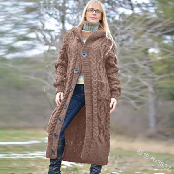 ladies thick long sweater fashion trend solid color hooded cardigan single-breasted coats designer female long knitted winter loose sweater, White;black
ladies thick long sweater fashion trend solid color hooded cardigan single-breasted coats designer female long knitted winter loose sweater, White;black