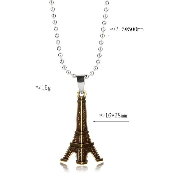 european and american retro bronze eiffel tower pendant necklace hip hop style minimalist accessories, Silver
european and american retro bronze eiffel tower pendant necklace hip hop style minimalist accessories, Silver