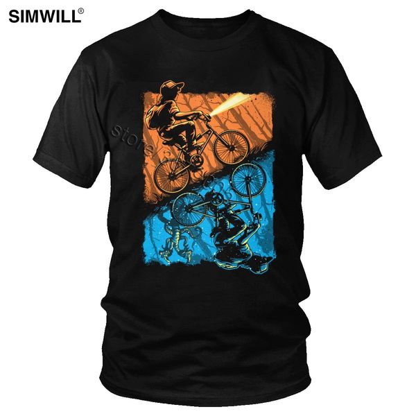 novelty men t shirt stranger things cotton the flea and the acrobat tees streetwear ride bike t-shirt horror tv clothing