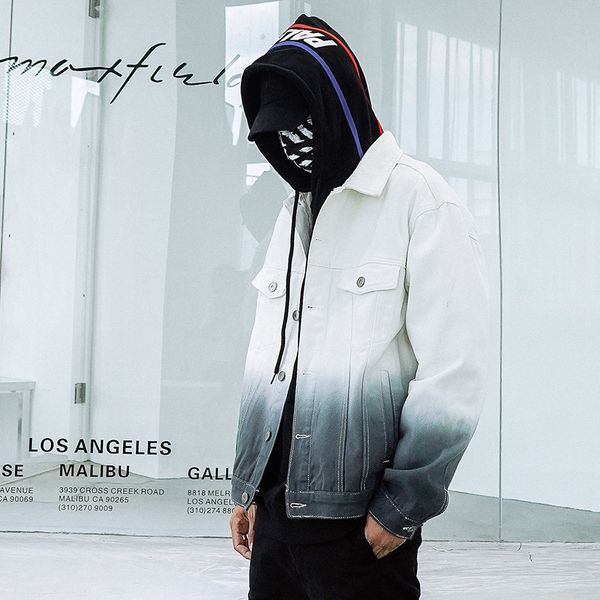 men new personality blue red black white gradient cotton denim jacket streetwear slim man motorcycle casual jeans coat outerwear, Black;brown
men new personality blue red black white gradient cotton denim jacket streetwear slim man motorcycle casual jeans coat outerwear, Black;brown