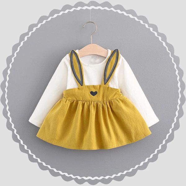 0-3 years old autumn baby kids toddler girl cute rabbit bandage dress suit mini pullover dresses 827