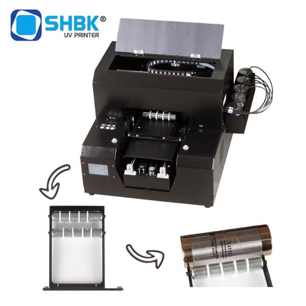 shbk a4uv printer with rotary device bottle printer machine for printing patterns on cylindrical objects plastic metal printing