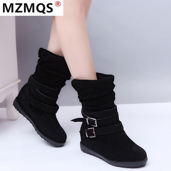 2020 winter women's boots fashion buckle low heel casual women's boots suede round head wedge heel snow zapatos de mujer, Black
2020 winter women's boots fashion buckle low heel casual women's boots suede round head wedge heel snow zapatos de mujer, Black