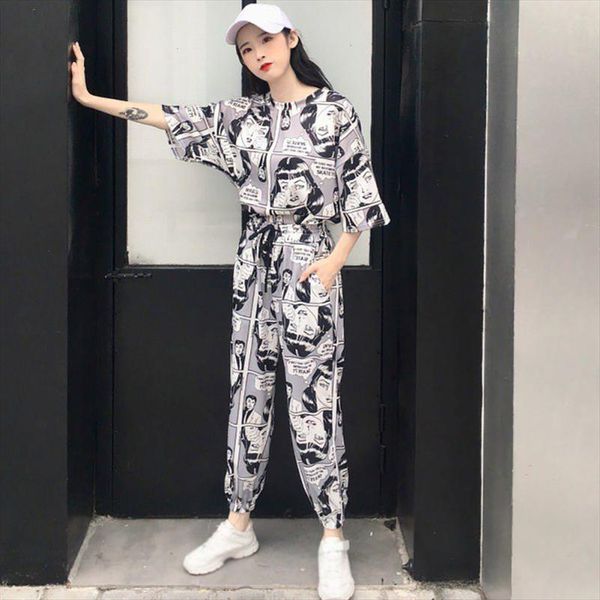 2 шт набор harajuku мультфильм печатных короткие рукава рубашки t топы длинные брюки корейский повседневные костюмы костюм hip hop, Gray
2 шт набор harajuku мультфильм печатных короткие рукава рубашки t топы длинные брюки корейский повседневные костюмы костюм hip hop, Gray